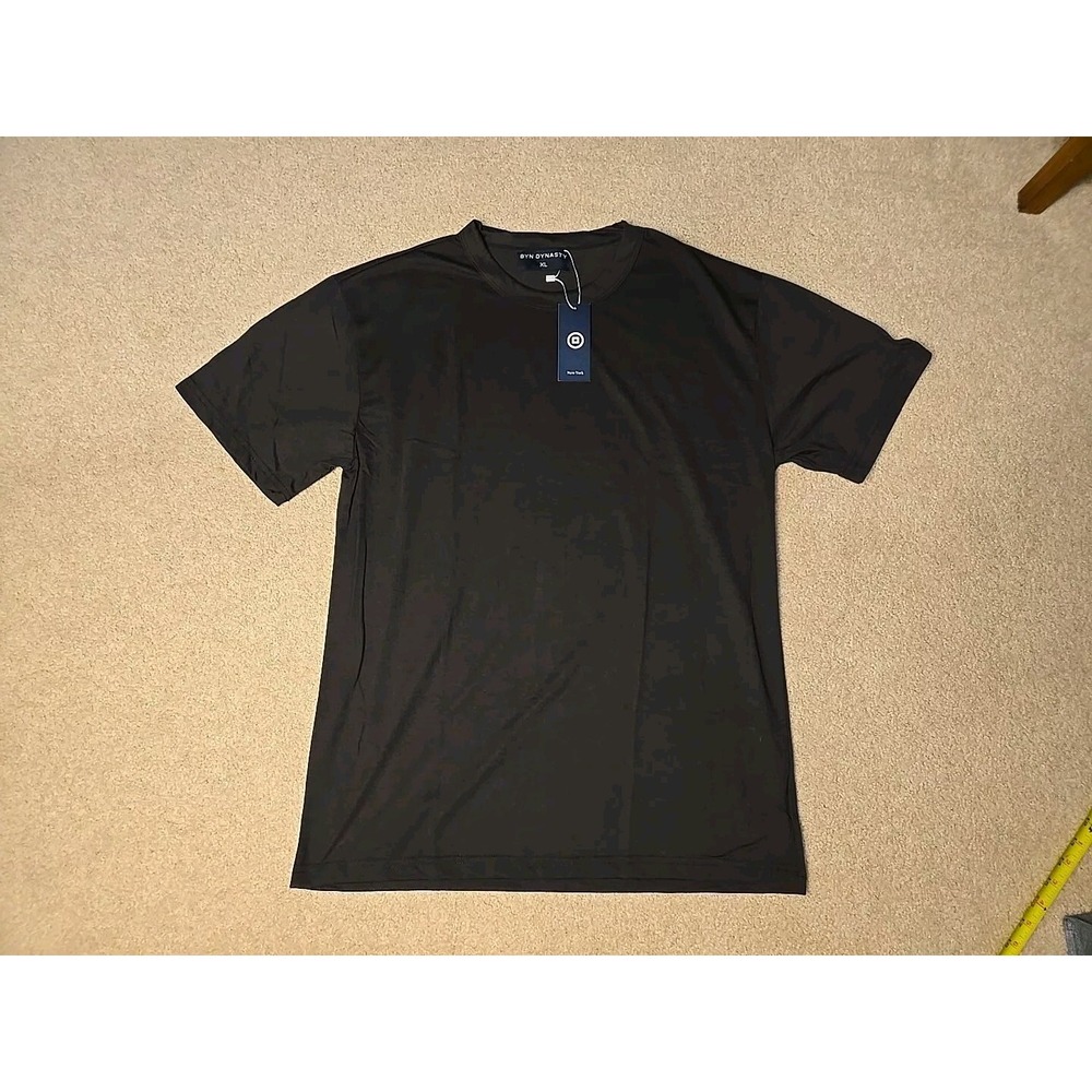 NWT BYN DYNASTY Mens Size XL Short Sleeve Poly/Cotton Pure Black T-Shirt